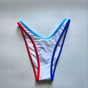 Wild Fable White Bikini Bottom with Red and Blue Trim
